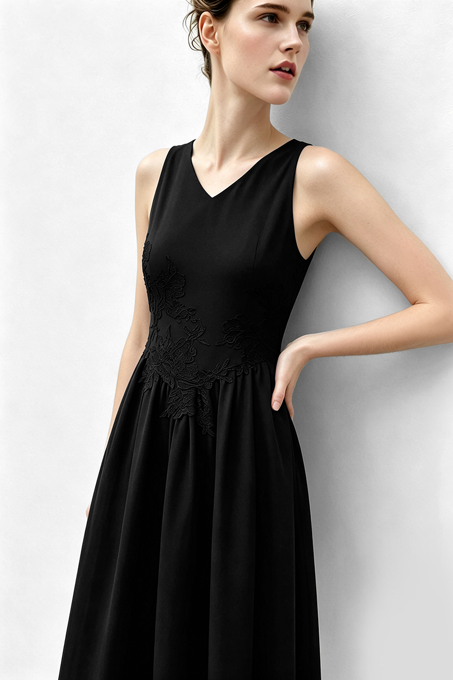 V-Neck Lace Spliced Dress