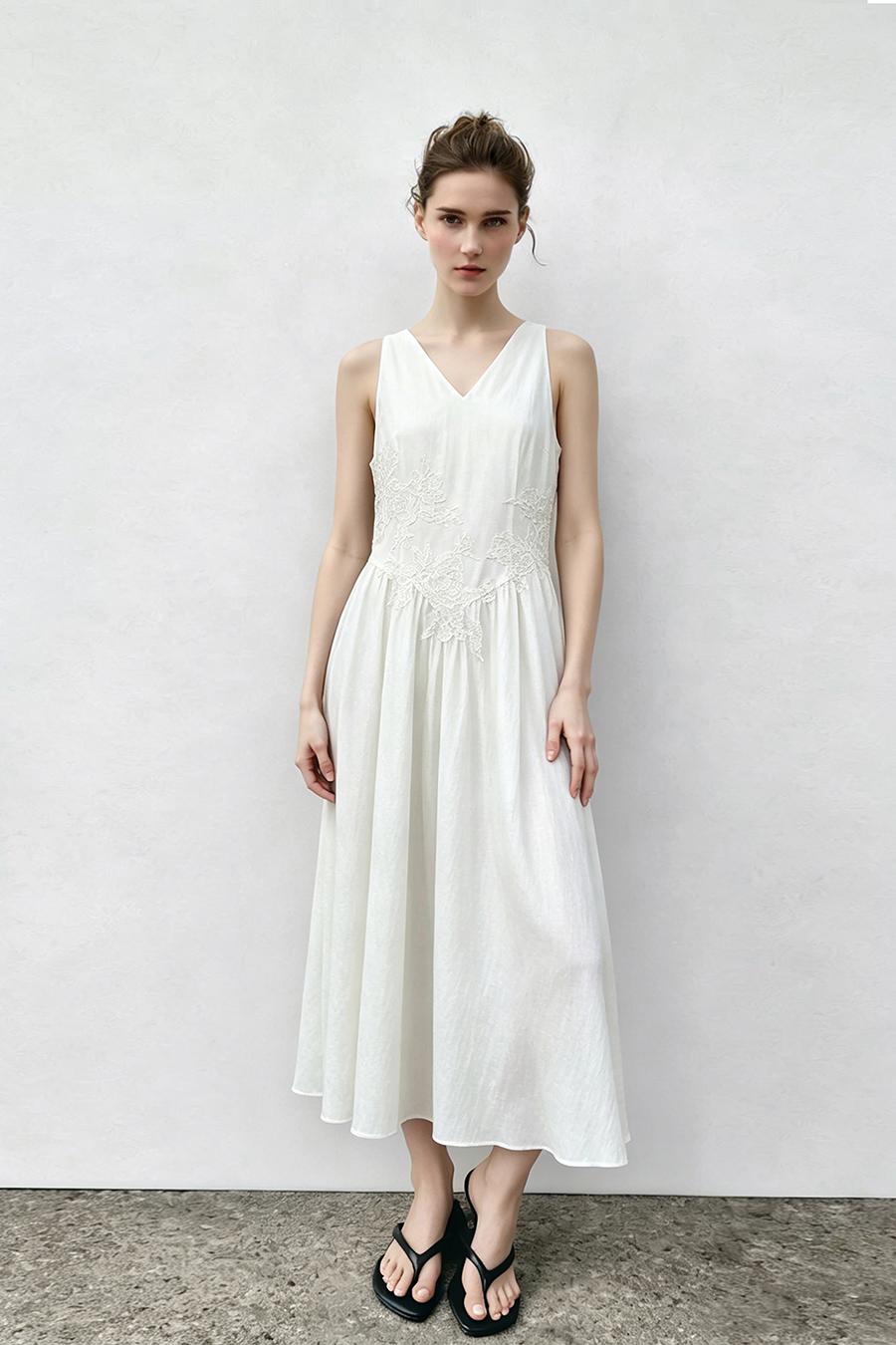 V-Neck Lace Spliced Dress