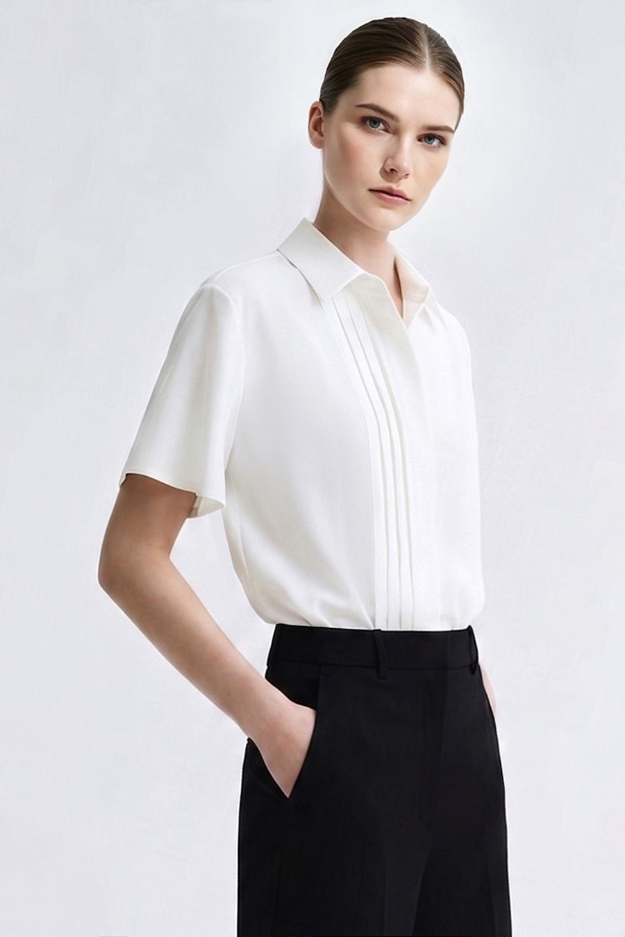 Asymmetric Sleeve Chiffon Blouse|AMII