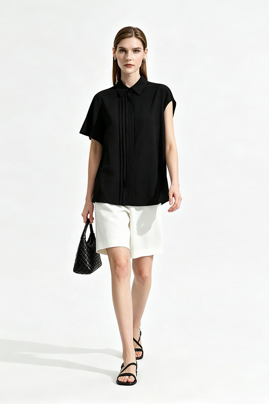 Asymmetric Sleeve Chiffon Blouse|AMII