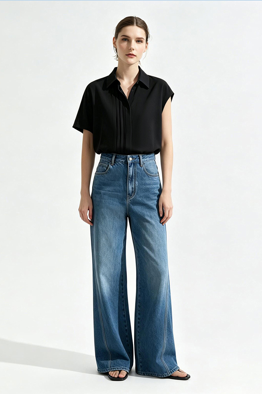 Asymmetric Sleeve Chiffon Blouse|AMII
