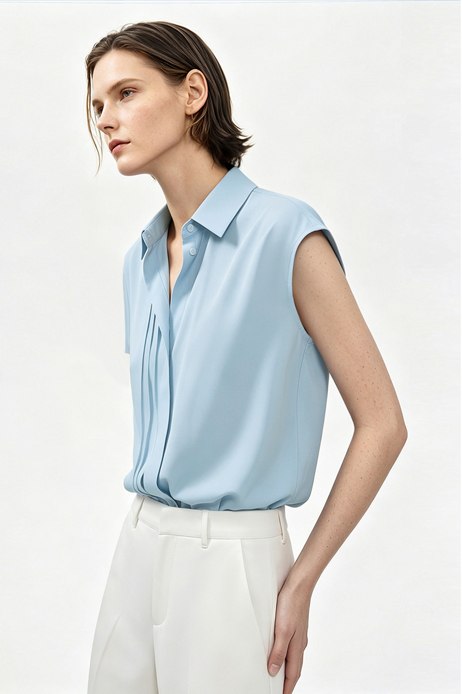 Asymmetric Sleeve Chiffon Blouse|AMII