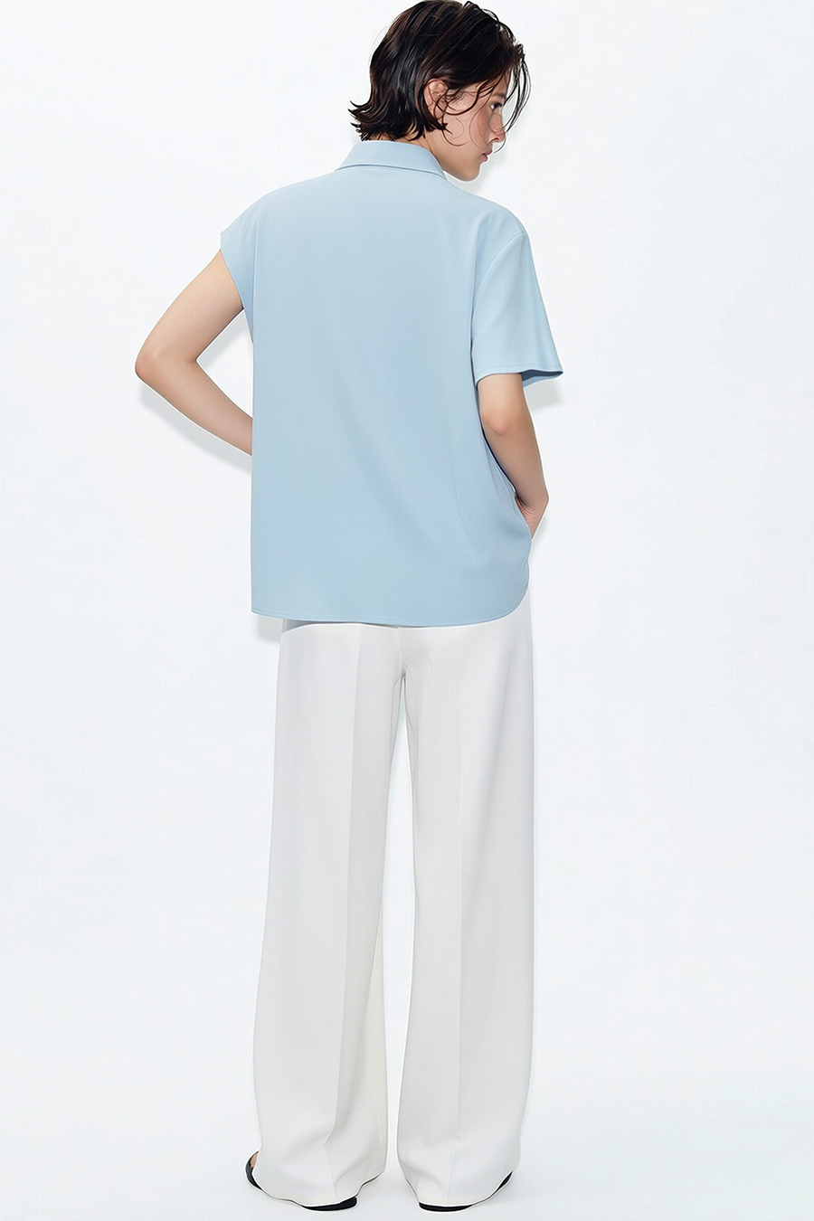 Asymmetric Sleeve Chiffon Blouse|AMII
