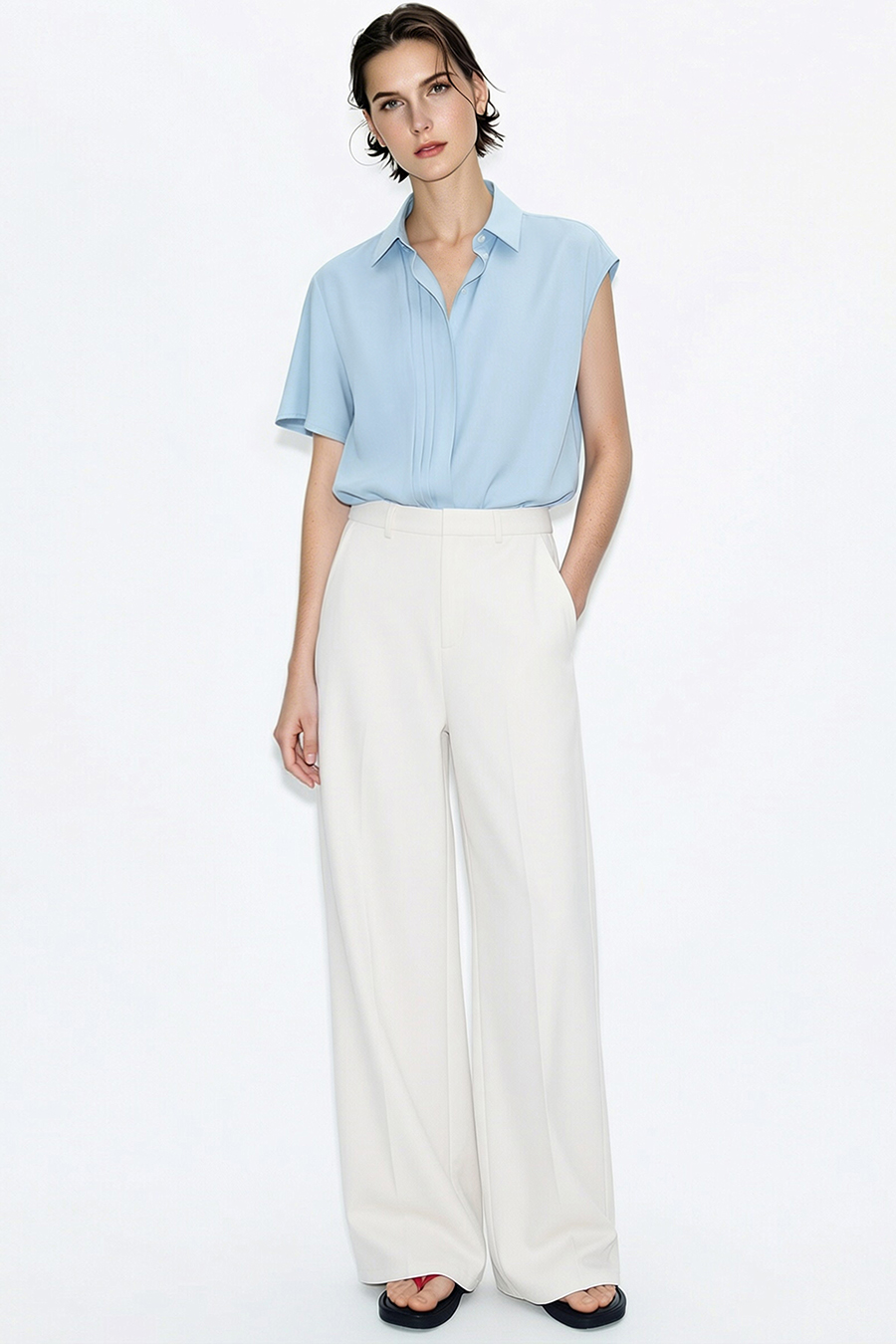 Asymmetric Sleeve Chiffon Blouse|AMII