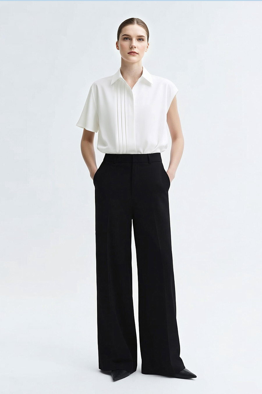 Asymmetric Sleeve Chiffon Blouse|AMII