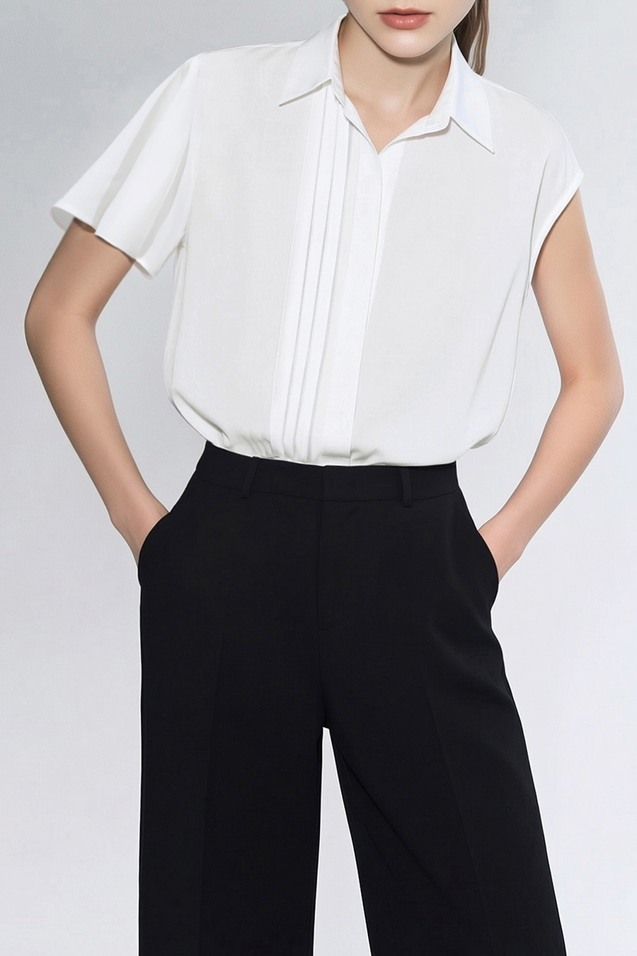Asymmetric Sleeve Chiffon Blouse|AMII