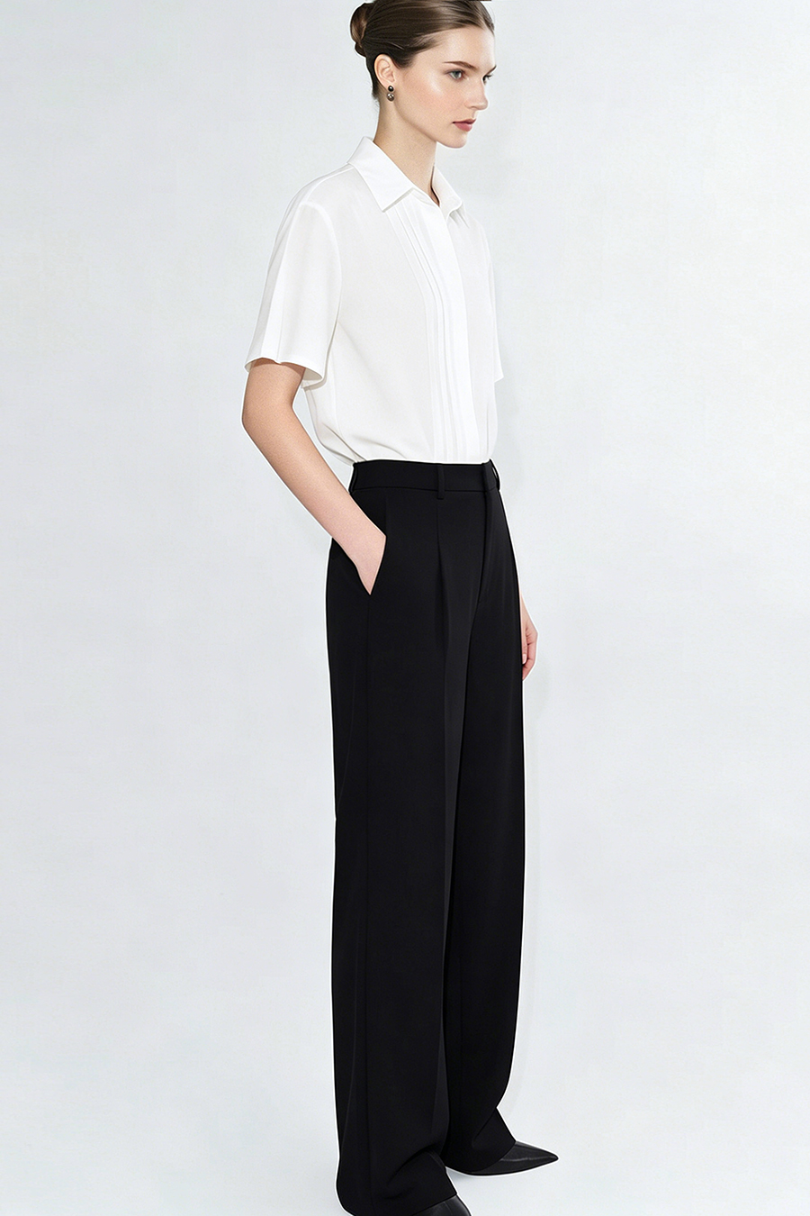 Asymmetric Sleeve Chiffon Blouse|AMII