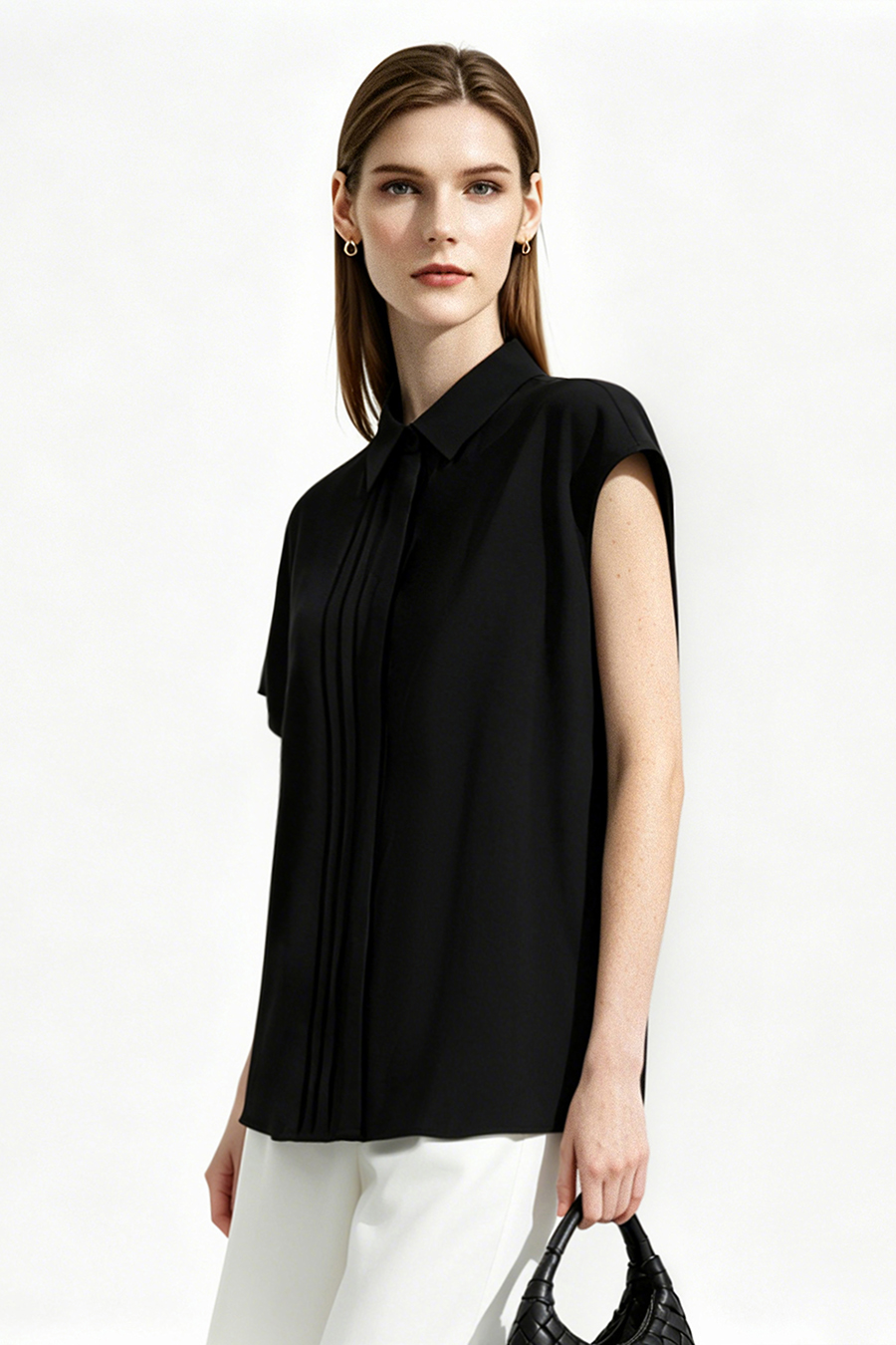 Asymmetric Sleeve Chiffon Blouse|AMII