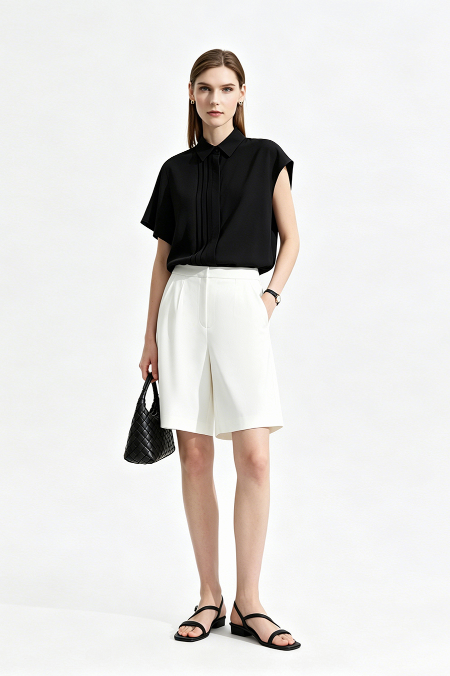 Asymmetric Sleeve Chiffon Blouse|AMII