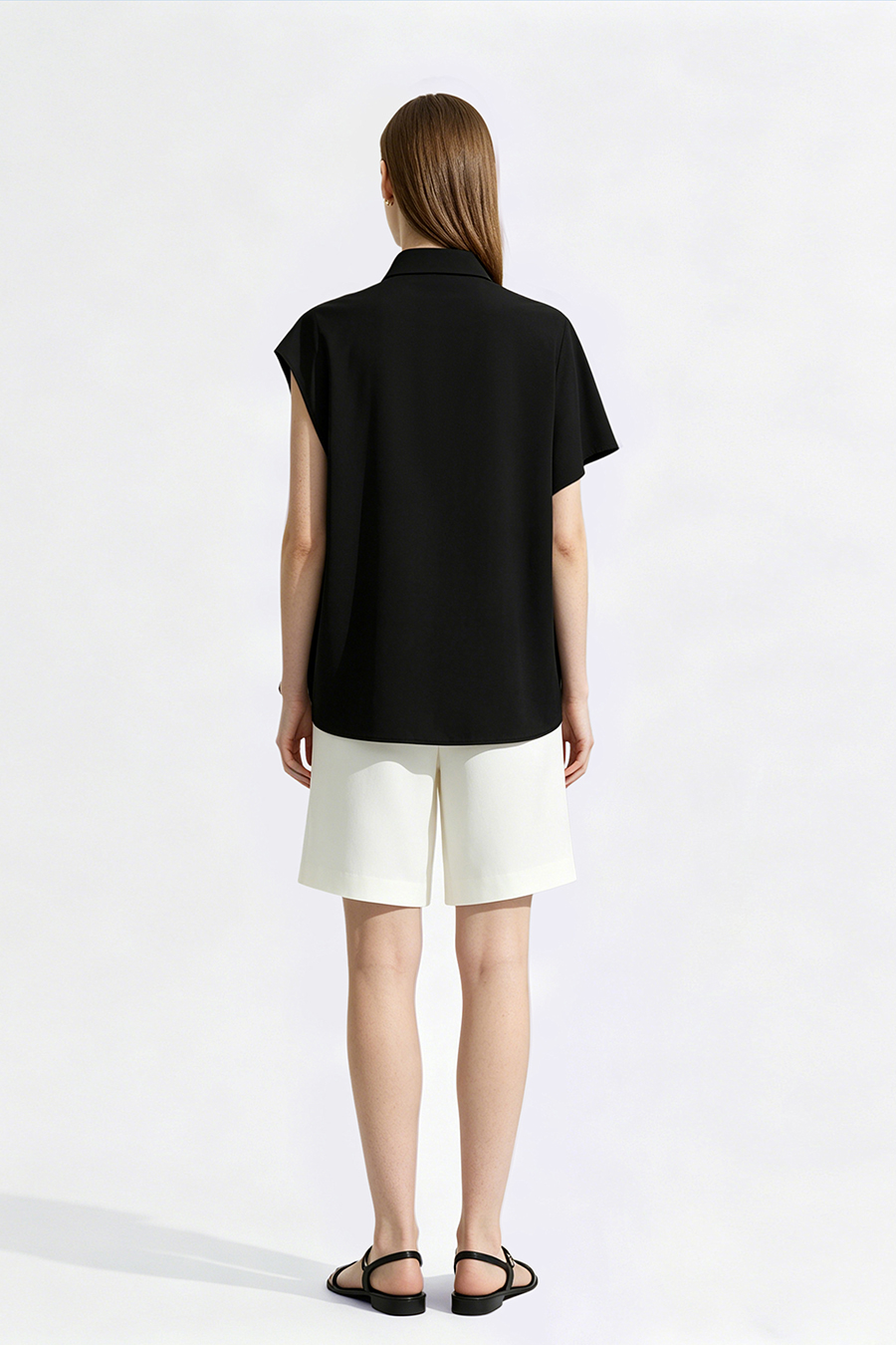 Asymmetric Sleeve Chiffon Blouse|AMII