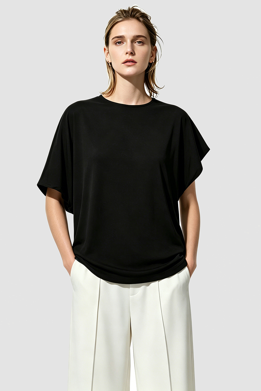 Asymmetric Sleeve Chiffon Top