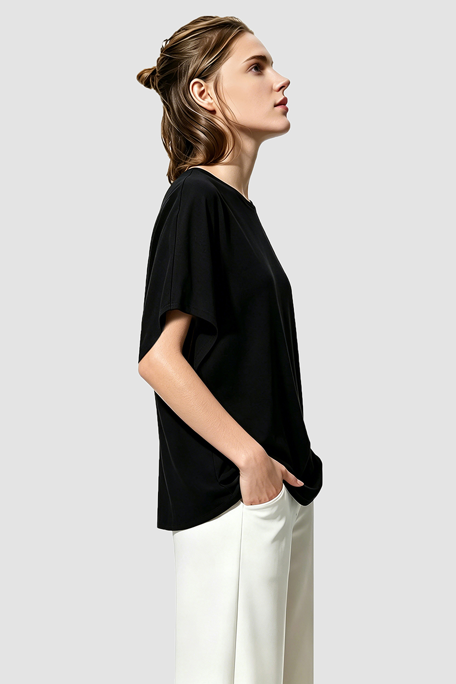 Asymmetric Sleeve Chiffon Top