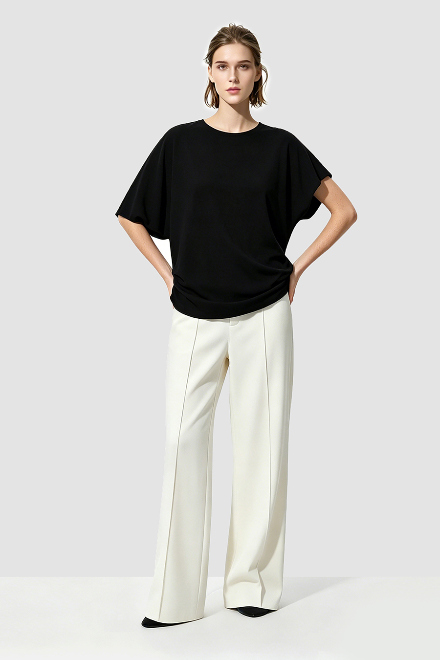 Asymmetric Sleeve Chiffon Top