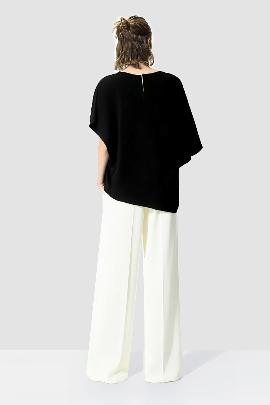 Asymmetric Sleeve Chiffon Top