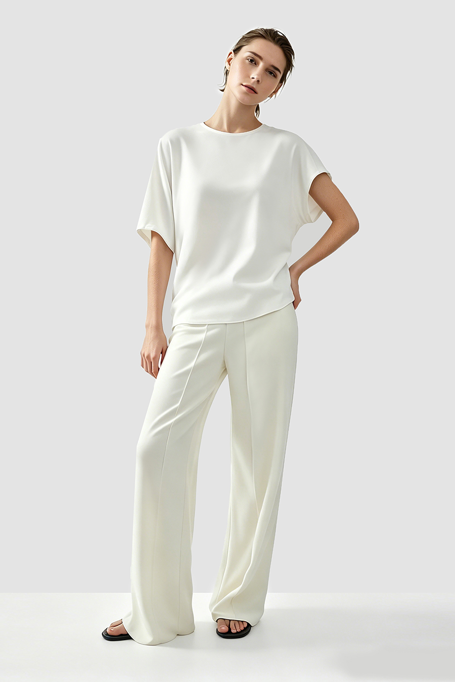 Asymmetric Sleeve Chiffon Top