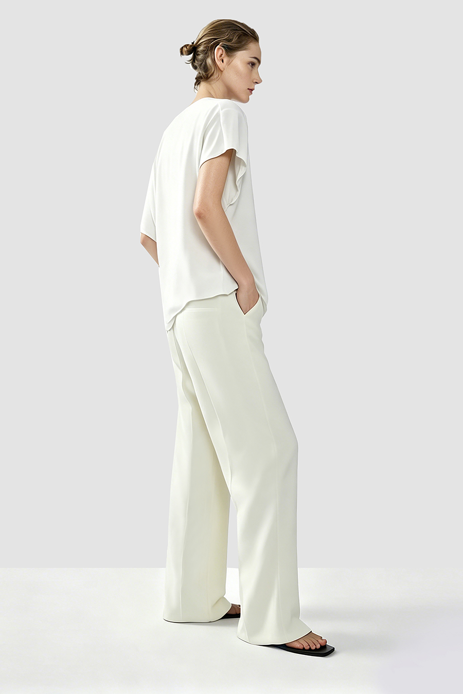 Asymmetric Sleeve Chiffon Top