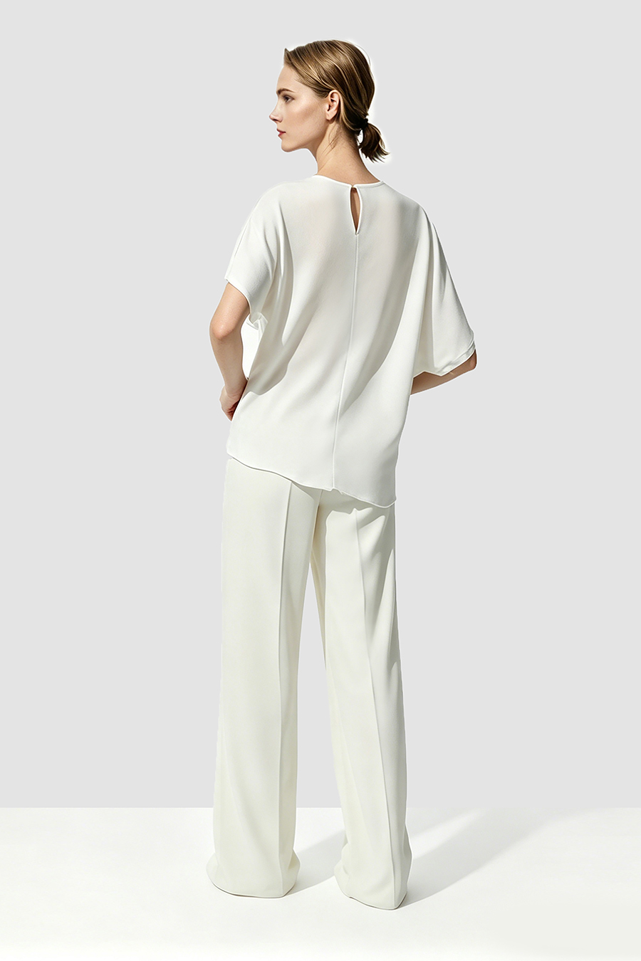Asymmetric Sleeve Chiffon Top