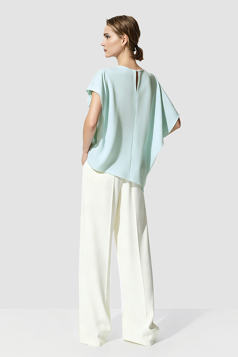 Asymmetric Sleeve Chiffon Top
