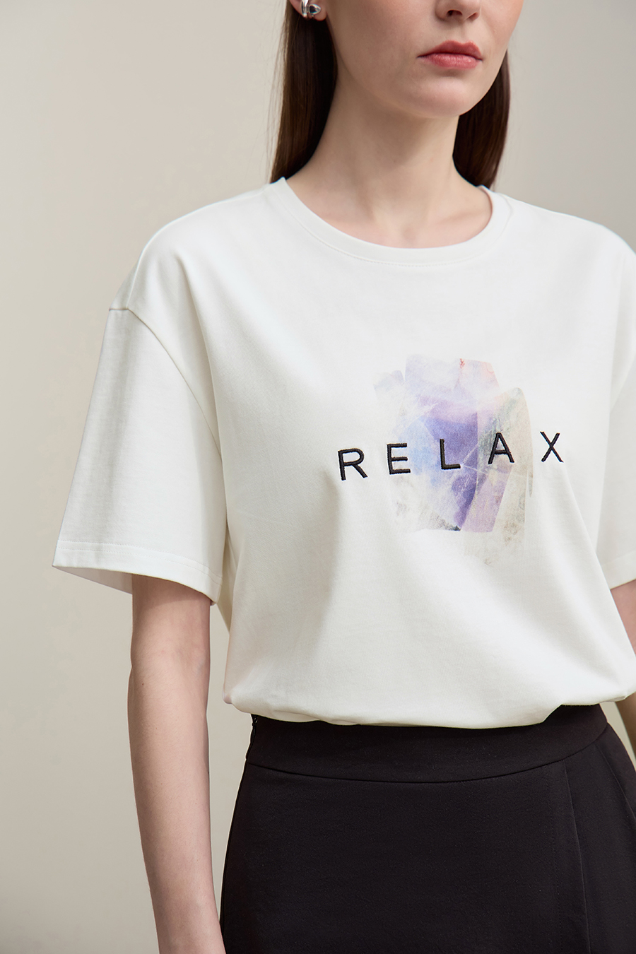 Running Stitch Printed T-shirt|AMII