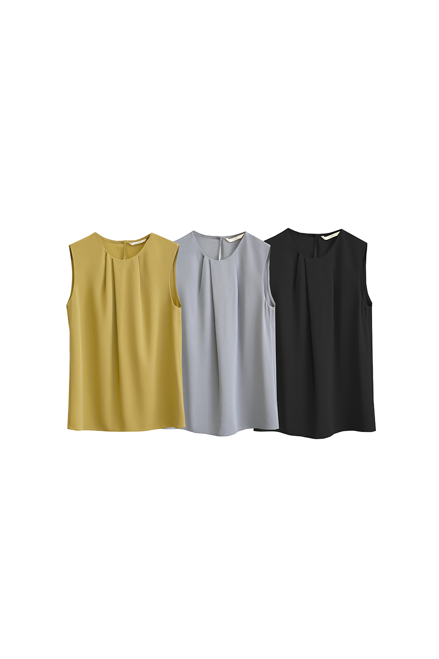 Gathered Sleeveless Chiffon Blouse|AMII