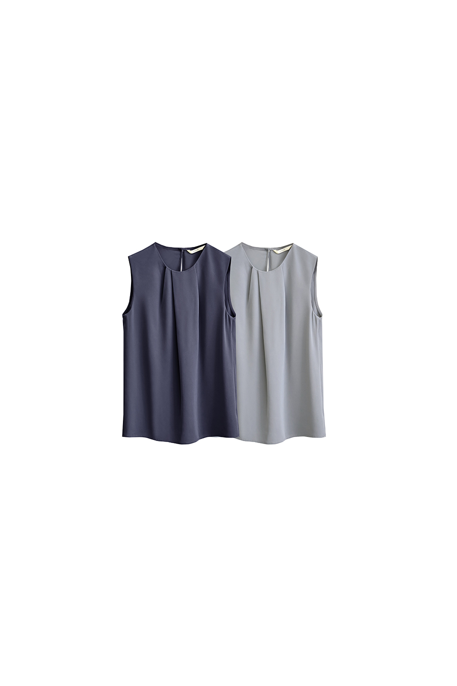 Gathered Sleeveless Chiffon Blouse|AMII