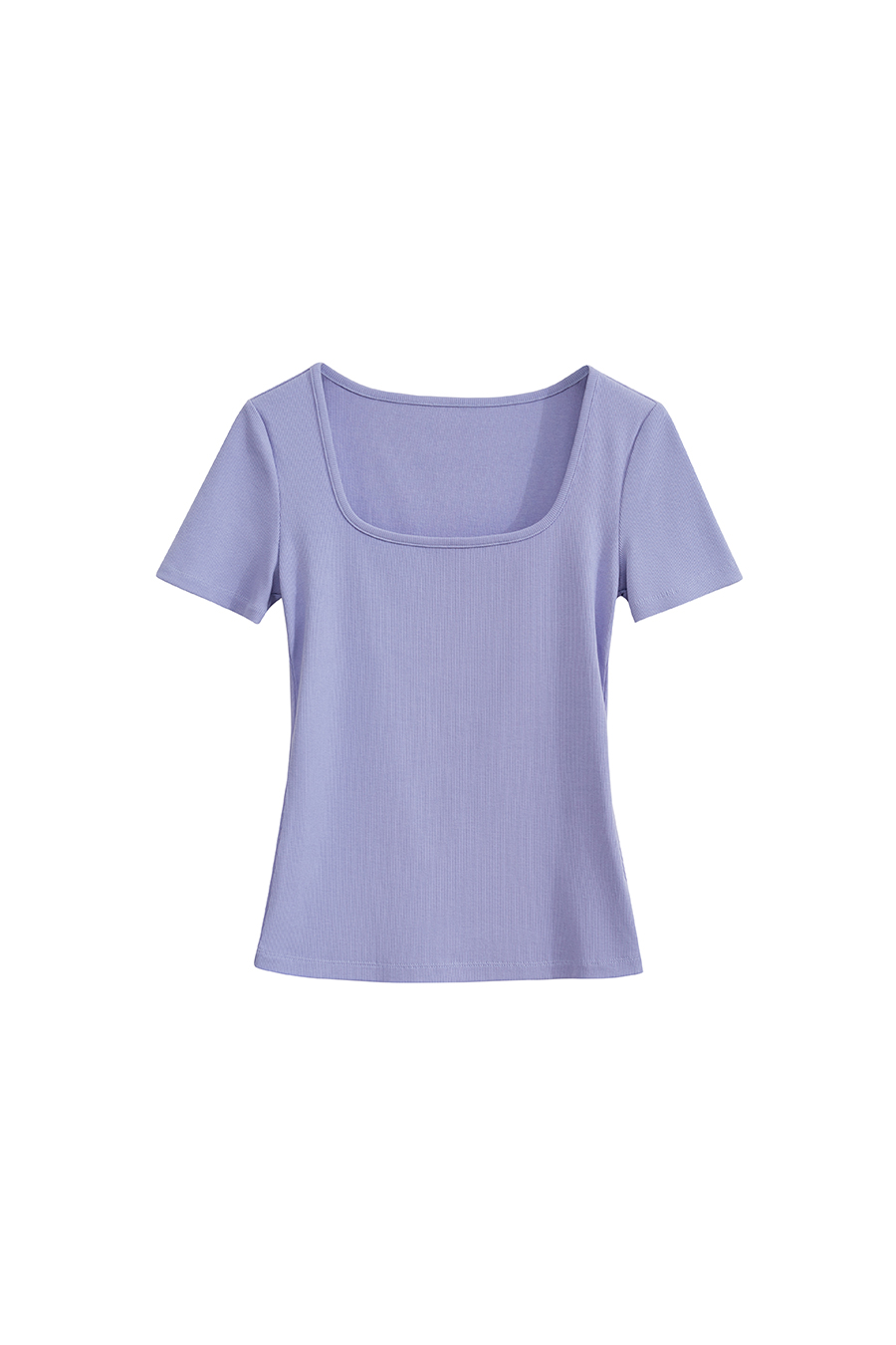 Square neck short sleeve stretch tee|AMII