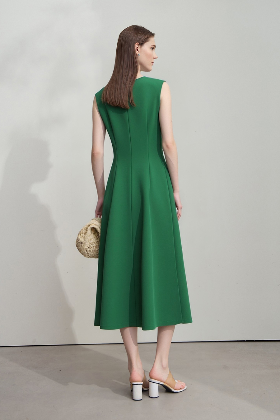 Crew Neck Waist-tied Dress