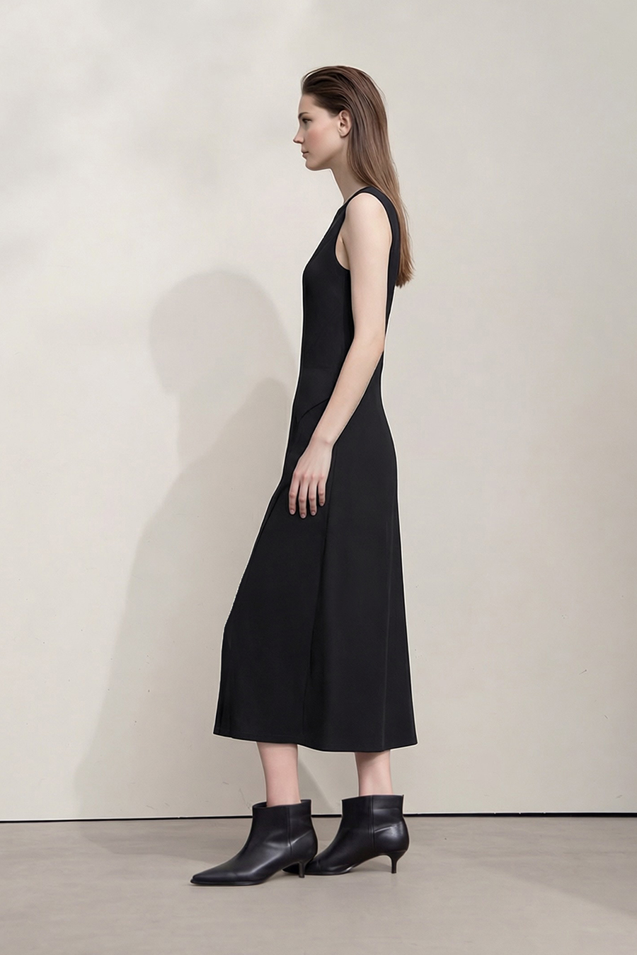 Crew Neck Waist-tied Dress