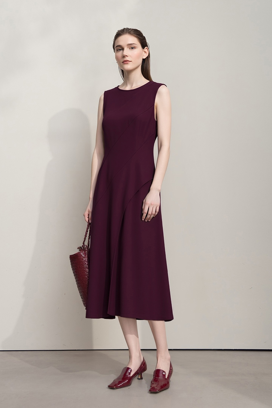 Crew Neck Waist-tied Dress