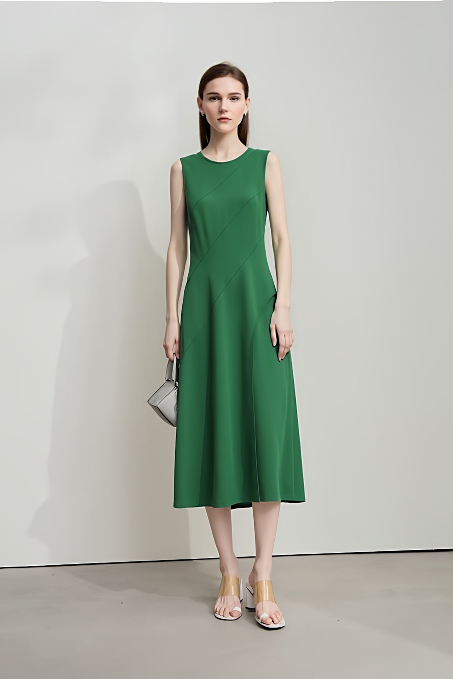 Crew Neck Waist-tied Dress