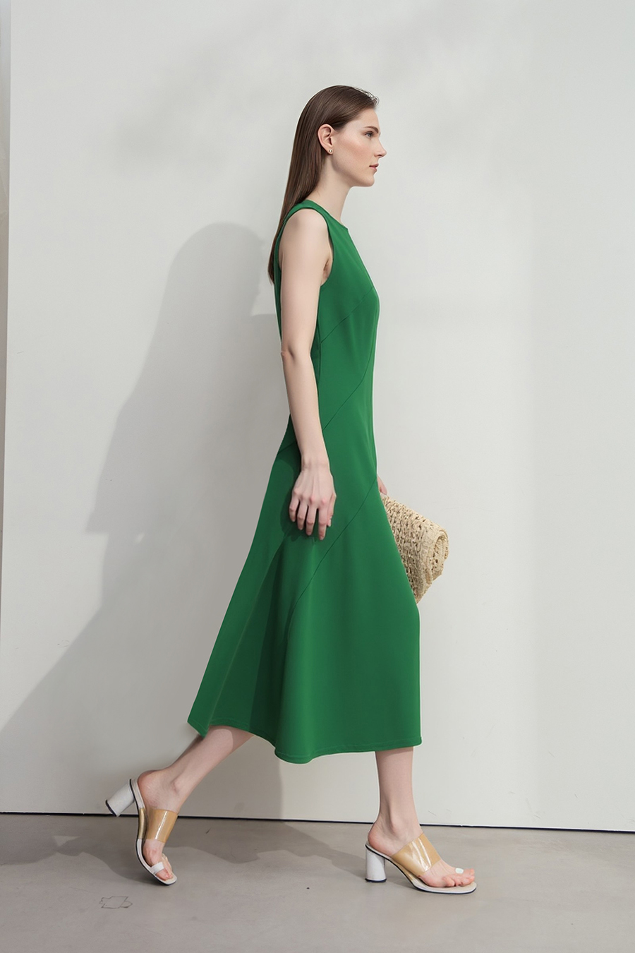 Crew Neck Waist-tied Dress