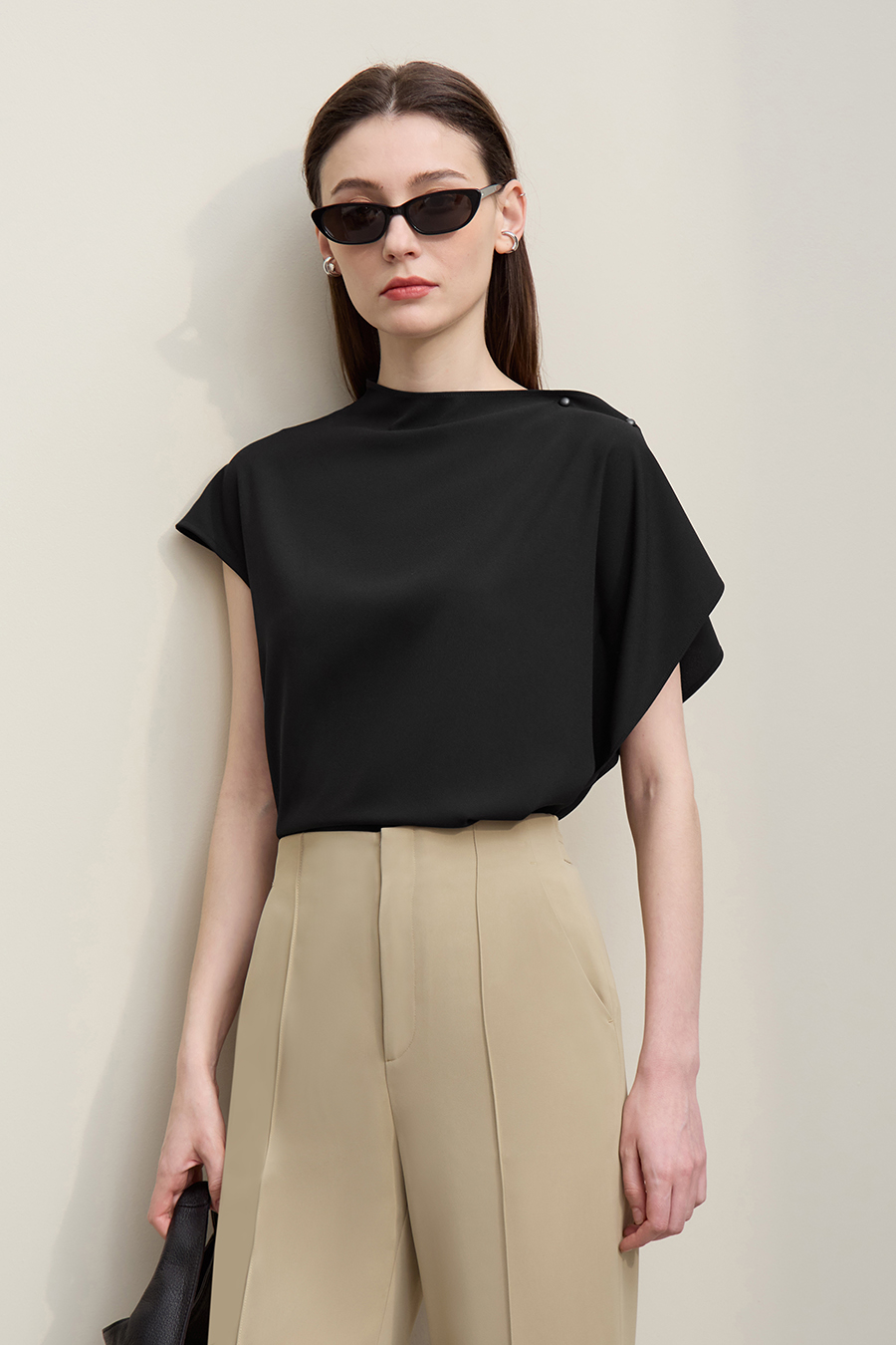 Asymmetrical Cut Chiffon Blouse|AMII