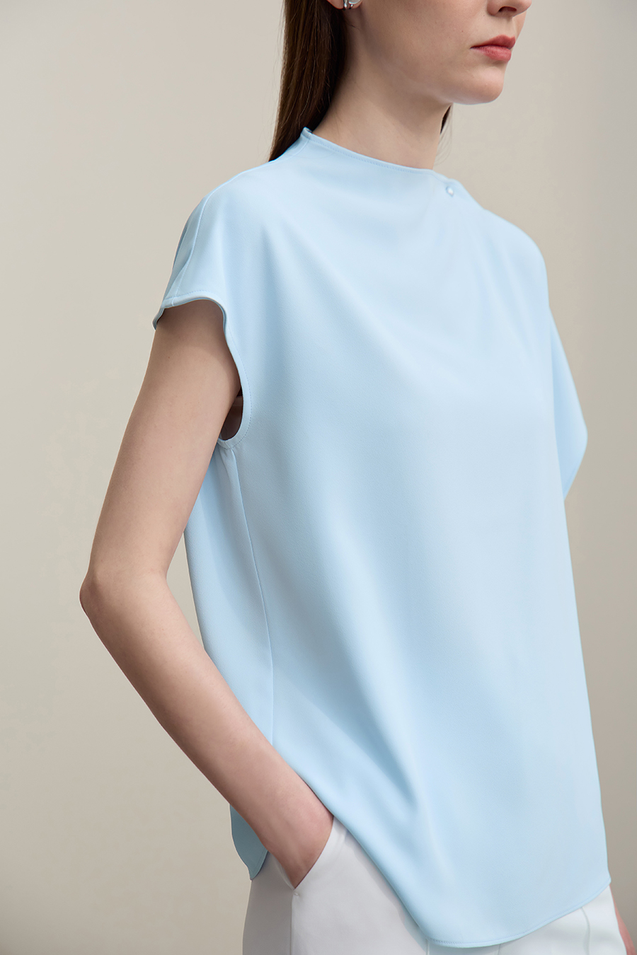 Asymmetrical Cut Chiffon Blouse|AMII