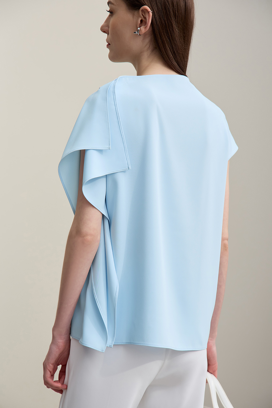 Asymmetrical Cut Chiffon Blouse|AMII