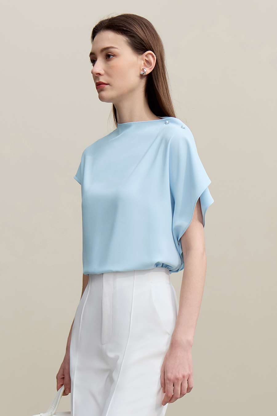 Asymmetrical Cut Chiffon Blouse|AMII