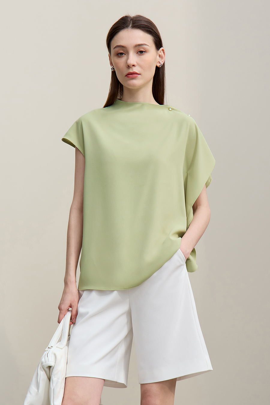 Asymmetrical Cut Chiffon Blouse|AMII