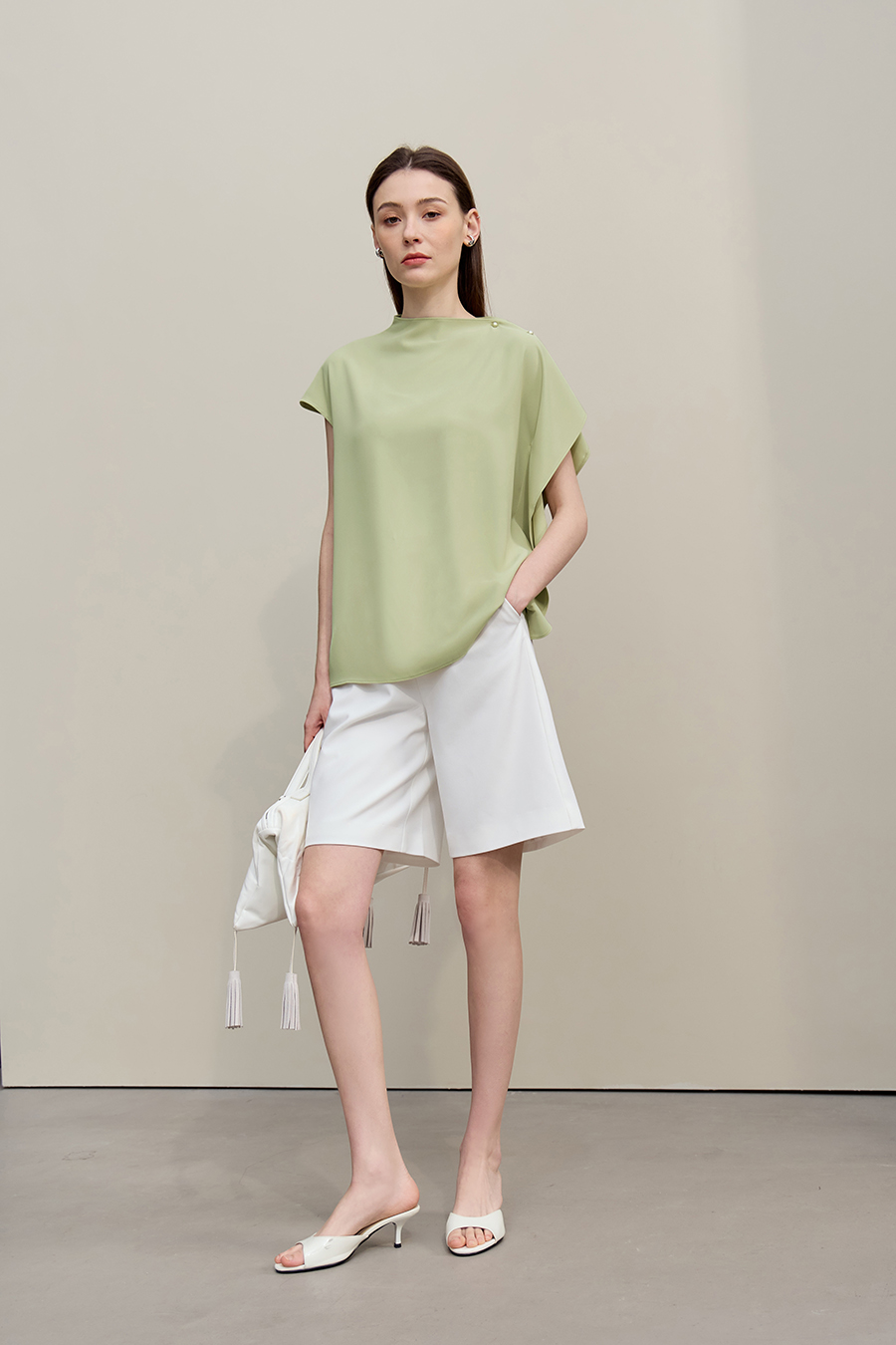 Asymmetrical Cut Chiffon Blouse|AMII
