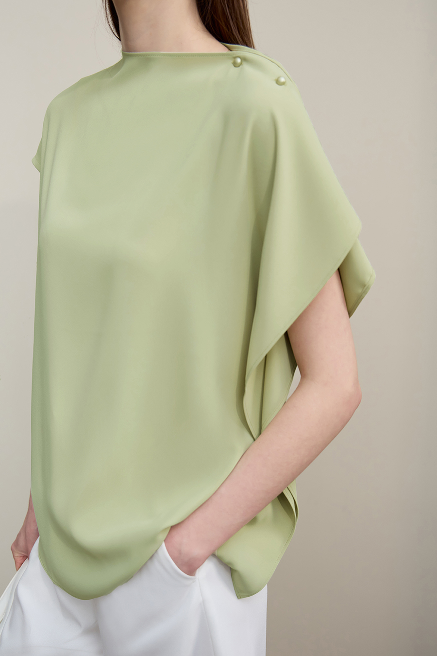 Asymmetrical Cut Chiffon Blouse|AMII