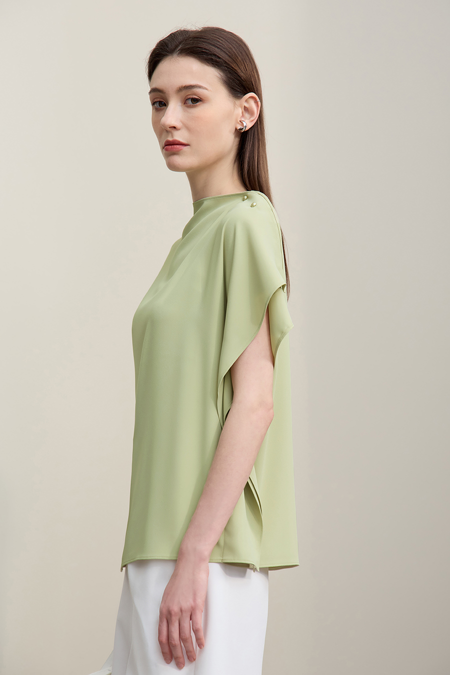 Asymmetrical Cut Chiffon Blouse|AMII