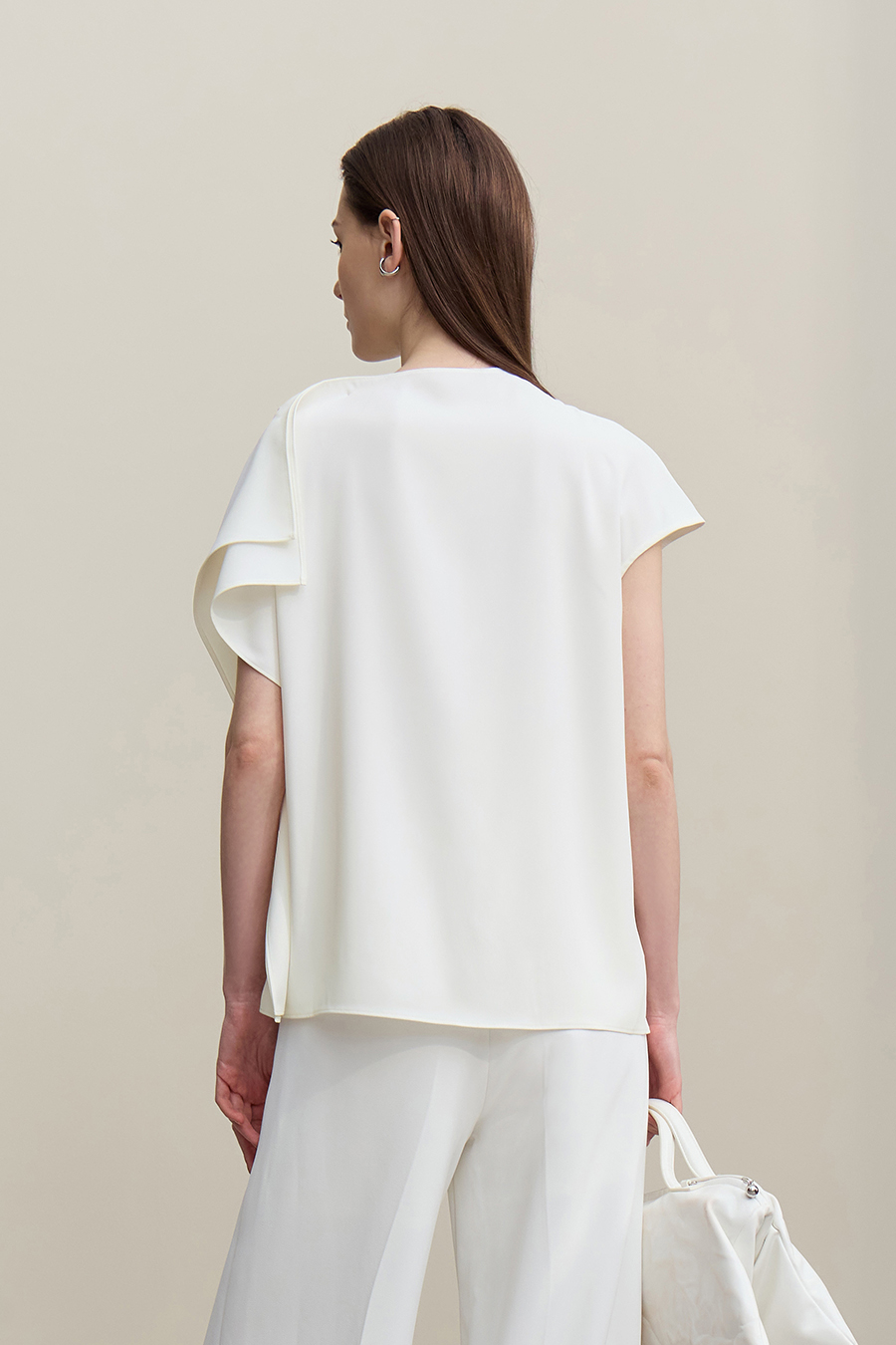 Asymmetrical Cut Chiffon Blouse|AMII
