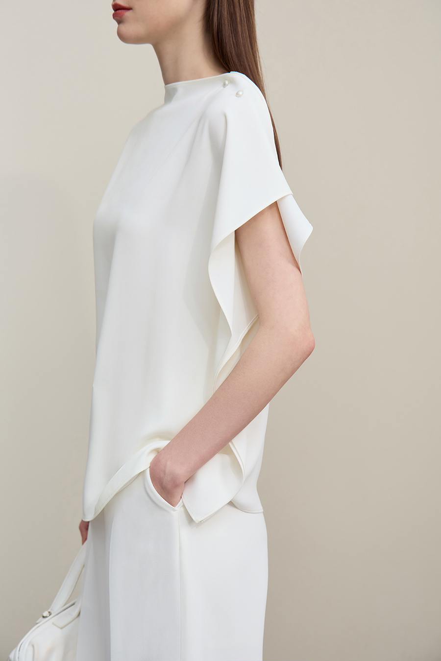 Asymmetrical Cut Chiffon Blouse|AMII