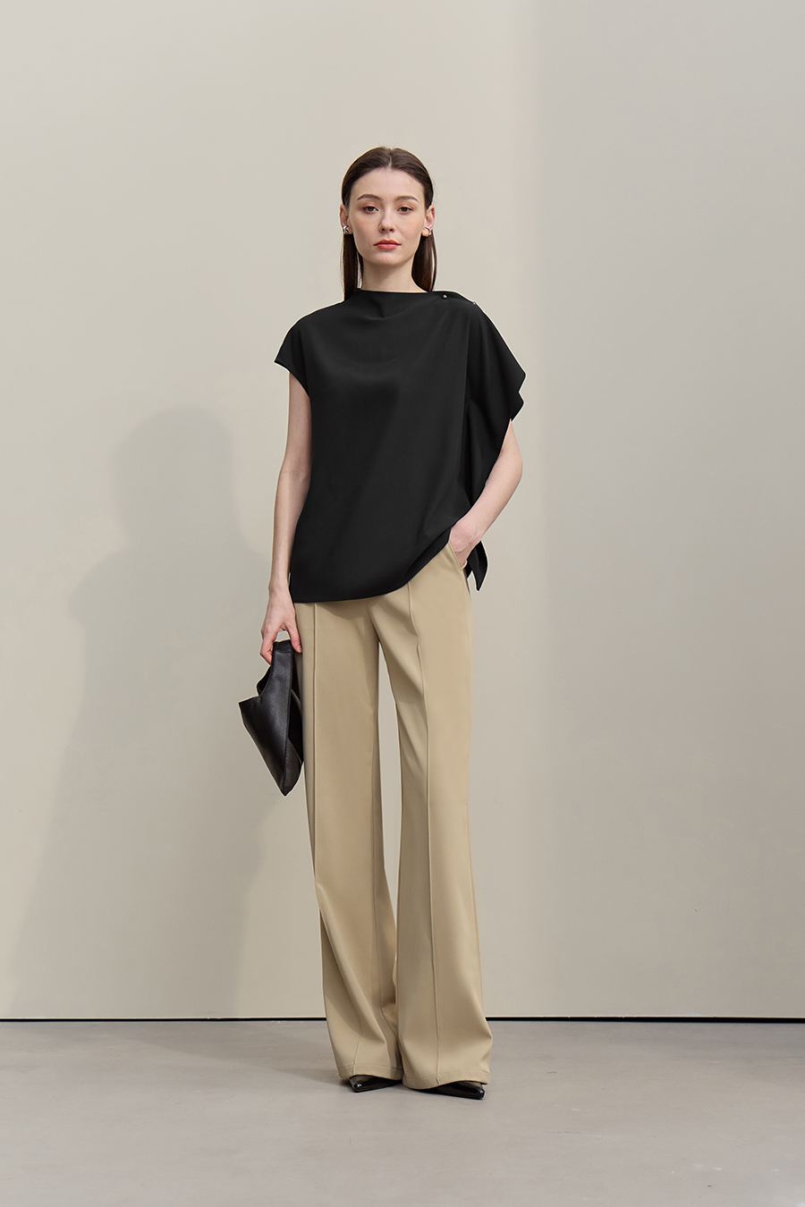 Asymmetrical Cut Chiffon Blouse|AMII
