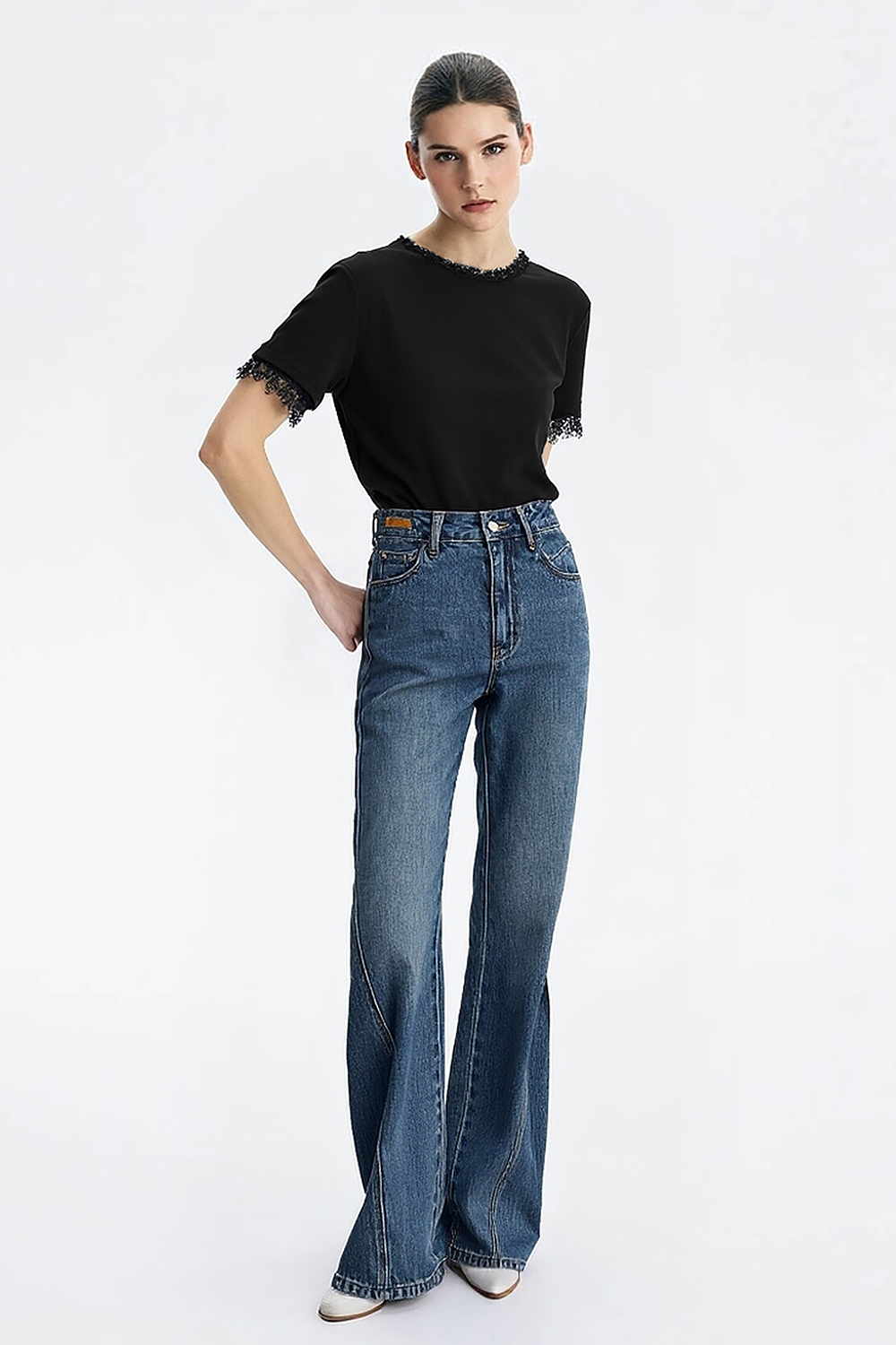 Lace Spliced Elegant Style T-Shirt|AMII