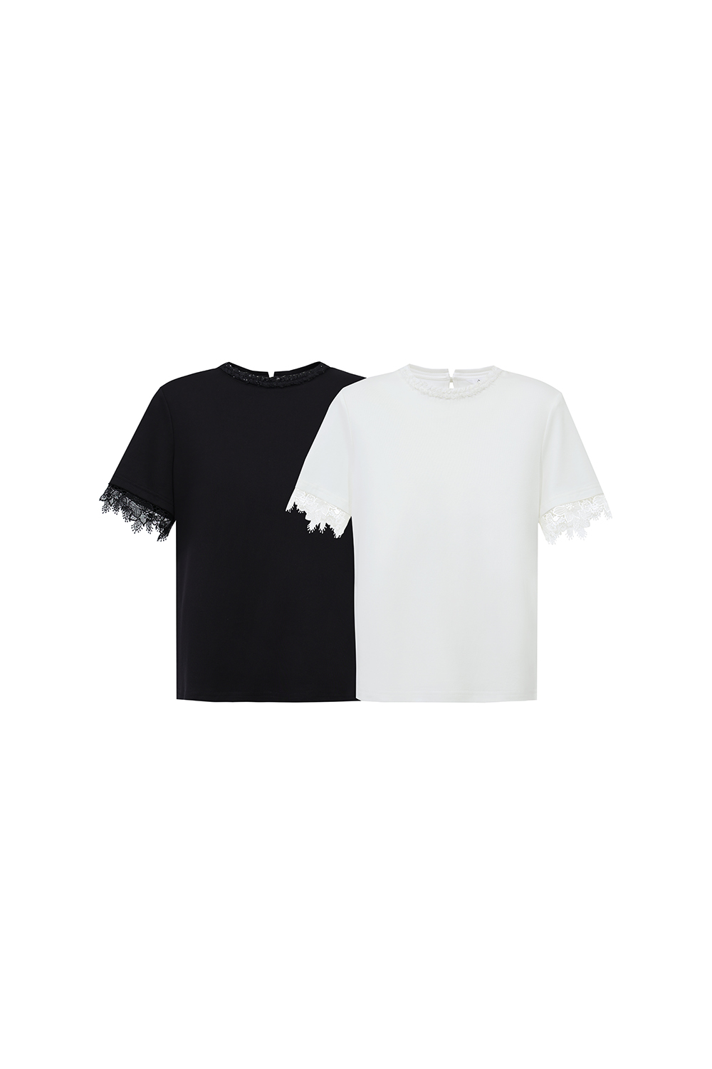 Lace Spliced Elegant Style T-Shirt|AMII