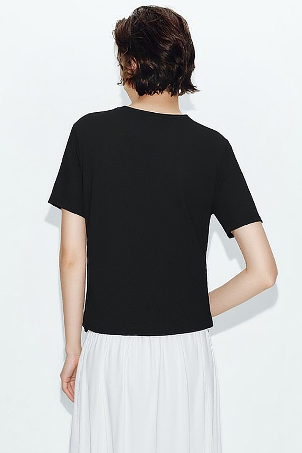 Cowl Neck Irregular Hem T-Shirt|AMII