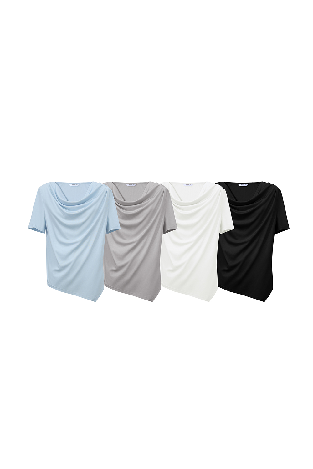 Cowl Neck Irregular Hem T-Shirt|AMII
