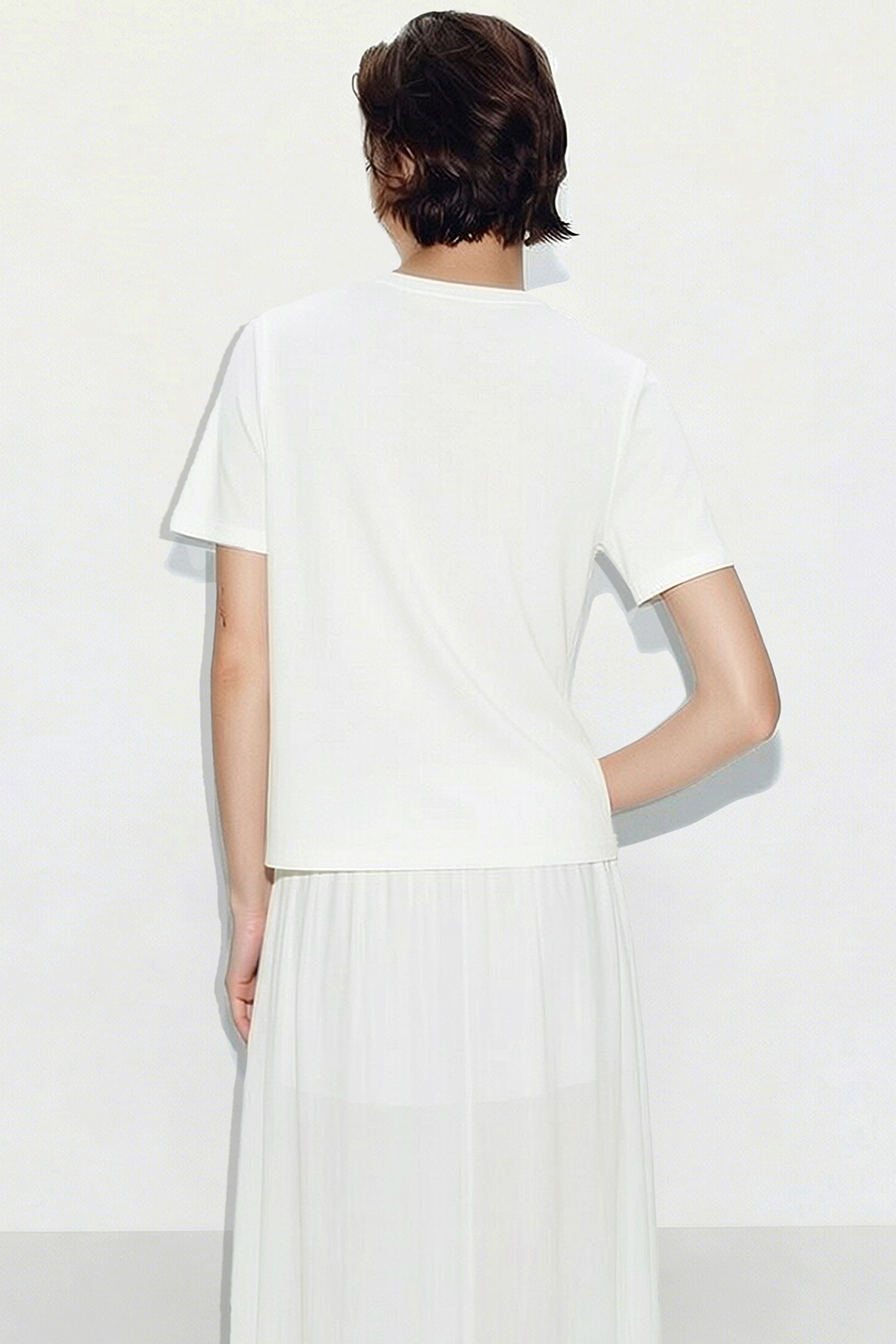 Cowl Neck Irregular Hem T-Shirt|AMII
