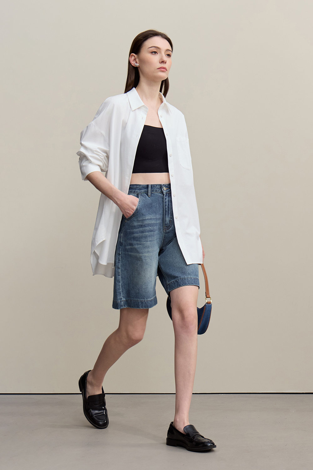 Loose Versatile Denim Capri Pants