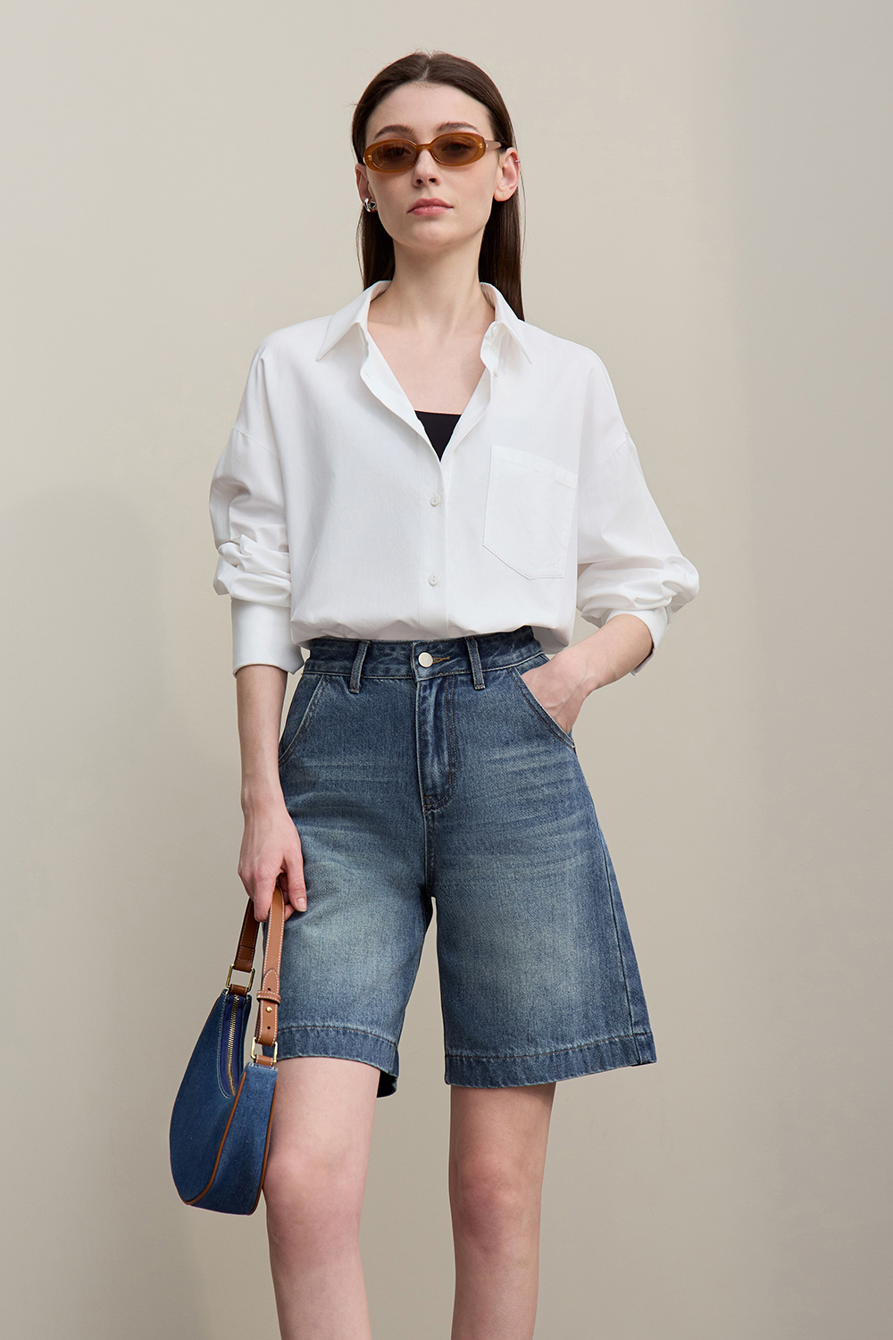 Loose Versatile Denim Capri Pants