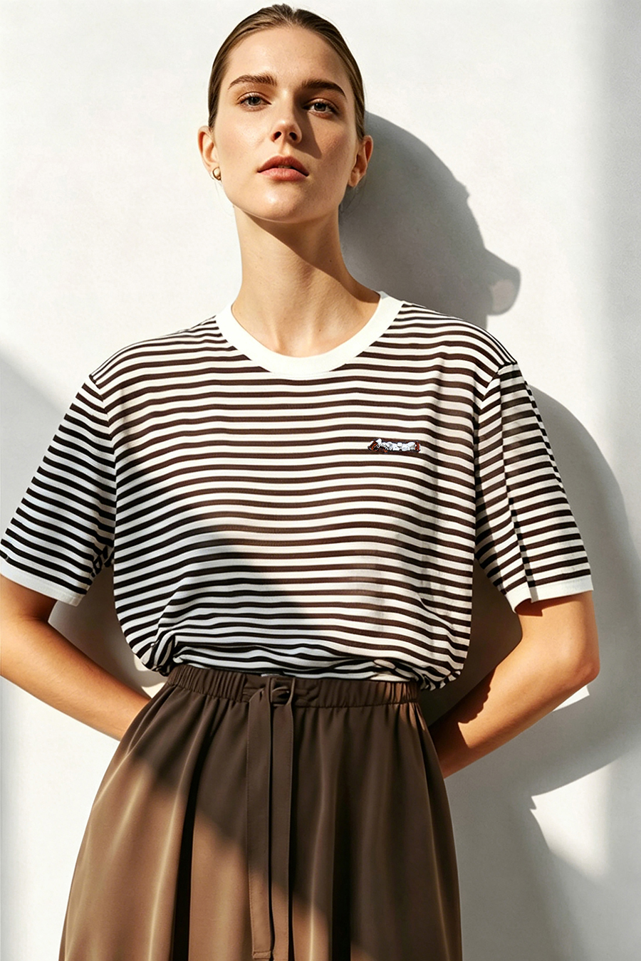 Rhinestone Striped Knit Sweater|AMII